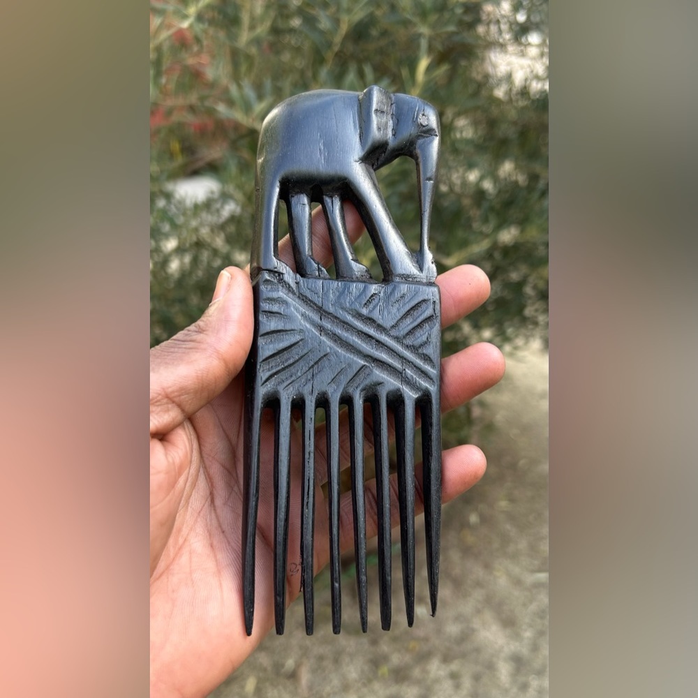 VTG Hand Carved Afro Pick Comb 🪮 🇧🇯 Sz 6.5”x2.5”